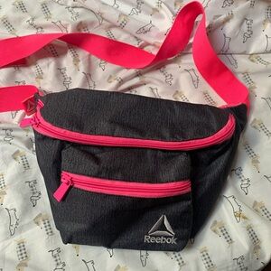 Reebok Black Mini Waist Bag with Hot Pink Accents